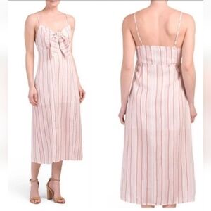 Morris day The Label Mauve & Cream Stripe Midi Dress Spaghetti Straps Sz XSmall